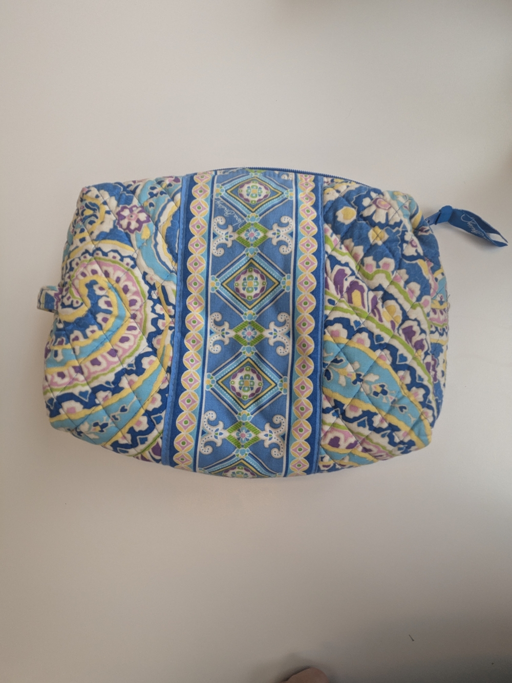 Vera Bradley Capri Blue Cosmetic Bag Travel Makeup Case Waterproof Lining
